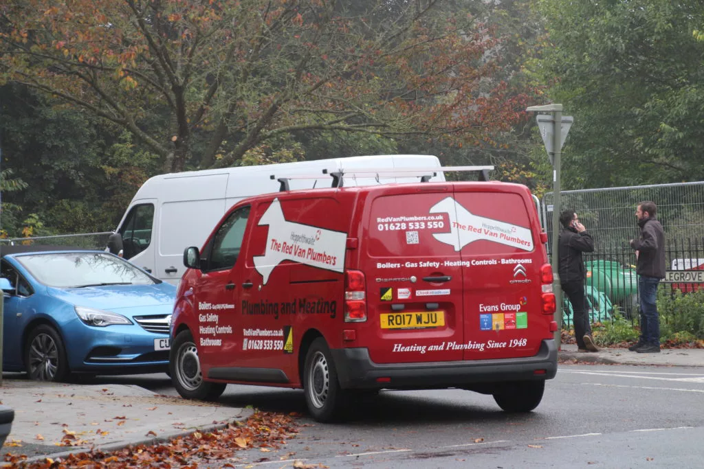 red van plumbers