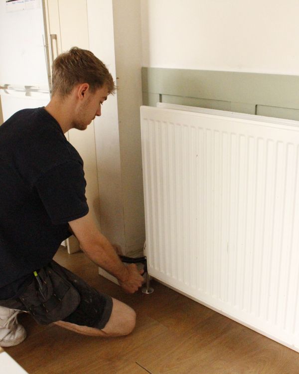 central heating radiators being repaired