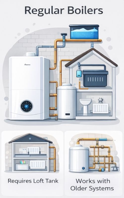 Red Van Plumbers - Different Types of Boilers - Regular boilers