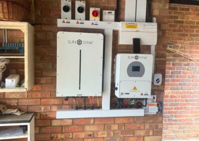 Battery storage system connected to solar panels