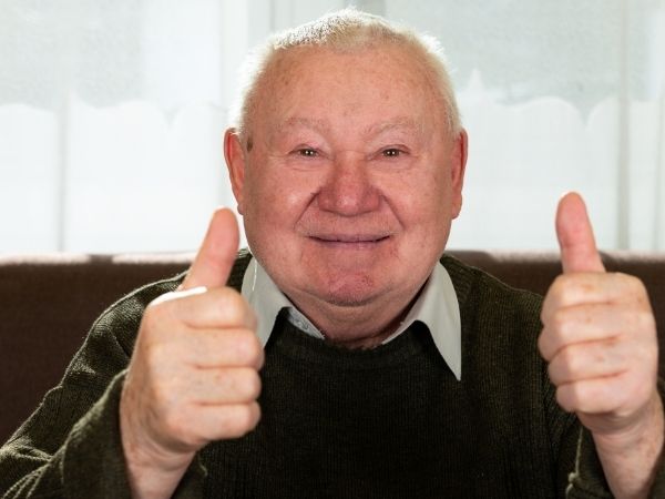 elderly person at home and comfortable in summer heat
